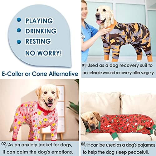 חליפת התאוששות כלבים של Aofitee לאחר הניתוח כלב אופי, חולצת התאוששות כירורגית לכלבים לפצעי בטן, פירות מודפסים פיג'מה בגד