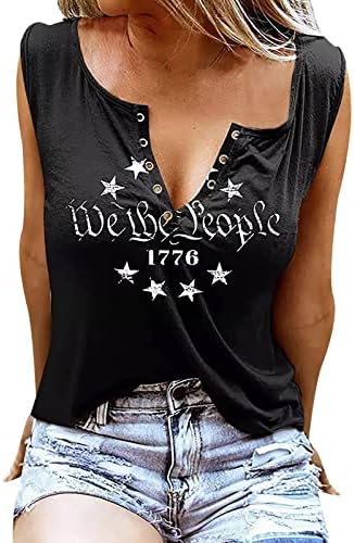 4 ביולי חולצות גופיות לנשים ללא שרוולים עם צווארון חולצות ארהב דגל כוכבים פסים פטריוטי אימון טוניקת חולצות