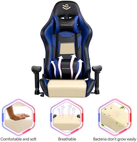 משחקי כיסא עם הדום שכיבה גבוהה חזרה מחשב משחק כיסא עם תמיכה המותני ומשענת ראש