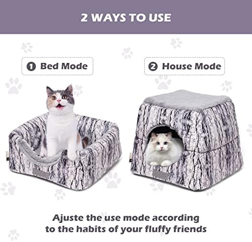 חתול מיטה / מתקפל חתול מערת לחתולים מקורה / מכונת רחיץ והתחממות עצמית לחיות מחמד חתול בית / מרגיע פלאפי כלב מיטות לכלבים