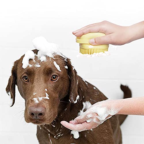 כלב, חתול סיליקון עיסוי מברשת לטיפוח, אמבטיה, סבון מחלק מברשת, צהוב, 8. 5 על 7.9 על 5.5 סנטימטר