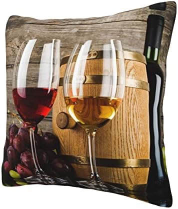 Aseelo יין אדום גלססס וענבים עם כרית לזרוק מעץ, מארז כרית מרובעת רכה לספה ספה מיטת חדר שינה סלון, 18X18 אינץ '