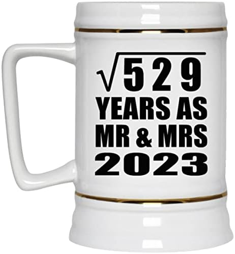 תכנן את השורש המרובע של 23 שנה לשורש של 529 שנים בתור MR & MRS 2023, 22oz Beer Stein Ceramic Tallard ספל עם ידית
