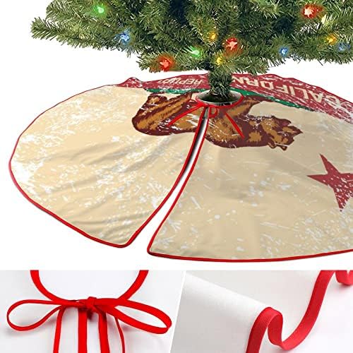 דגל מדינת קליפורניה חצאית עץ חג המולד מחצלת עץ רכה לקישוטים למסיבות חג 36 x36