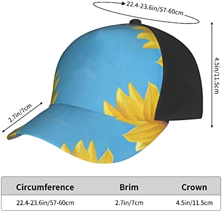 צהוב חמניות עם כחול פרפרים מודפס בייסבול כובע, מתכוונן אבא כובע, מתאים לכל מזג האוויר ריצה ופעילויות חוצות