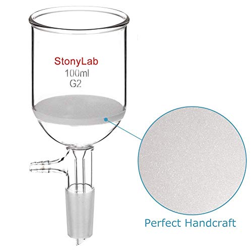 Stonylab Borosilictice זכוכית בוכנר סינון משפך 100 מל עם פריט בינוני, 56 ממ בקוטר פנימי, עומק 60 ממ, עם מפרק פנימי