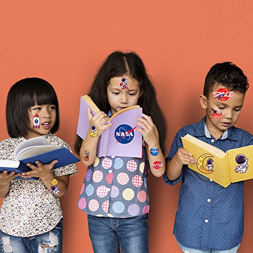 100 חתיכות זר כוכב רקטות זמני קעקועים לילדים יום הולדת קישוטי חלל נושאים ספקי צד לילדים