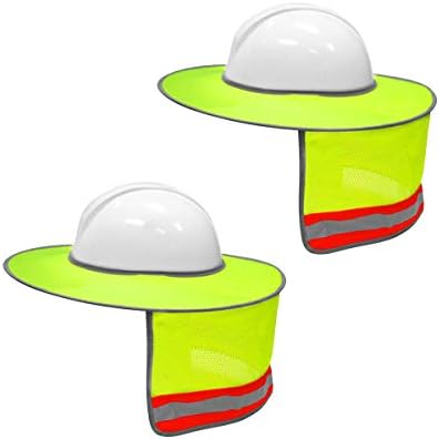 Xiake 2 חבילה כובע קשה מגן שמש מלא שרשת רשת צוואר רשת עם רצועות רפלקטיביות, צהוב ראות גבוהה
