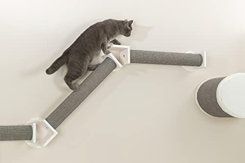טריקסי קיר סט 2, מקורה קיר הר חתול מגרד הודעות, טיפוס פלטפורמות, אפור / לבן