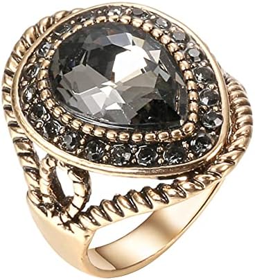 2023 חתונה חדשה הטבעות שלך אמא מתנה בוהו יום שלח טבעת צבע עתיקה לנשים אבן חתונה גדולה גם כלה אתנית קריסטל זהב גם