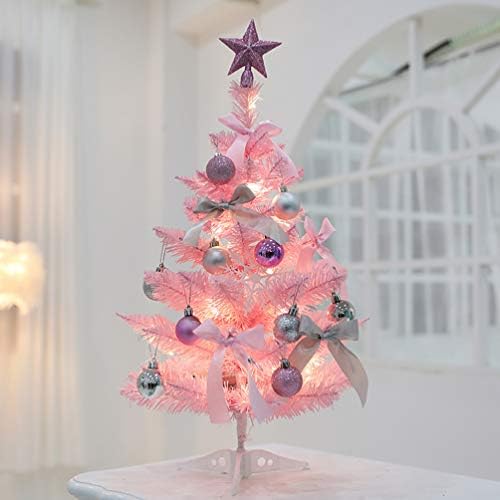 עץ חג המולד של Imikeya Mini, קישוטי עץ חג המולד של שולחן חג המולד ורוד, עצי מברשת בקבוקים עיצוב עץ אורן לחג המולד למסיבת חג