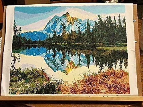 TOCARE DIY צבע אקרילי לפי מספרים למבוגרים על דפוס BANDLE-2 בד: אגם ההר שלווה ופארק מייפל