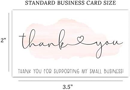 50 צבעי מים ורודים קטנים תודה שתמכת בעסק הקטן שלי-לקוח תודה על כרטיסי הזמנה-תוספת חבילה לעסקים מקוונים קטנים