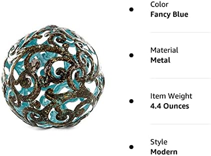 כדור דקורטיבי מתכת לעיצוב בית - כחול מהודר, צבוע ביד, כדורים דקורטיביים מודרניים לסלון, חדר שינה, מטבח, חדר