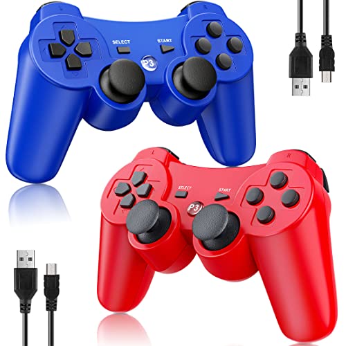 בקר Okhaha 2 חבילה לבקר אלחוטי PS3 עבור Sony PlayStation 3, Shock כפול 3, Bluetooth, נטען, חיישן תנועה,