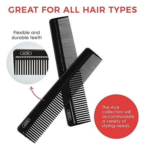 אייס שיער הלבשה מסרק-7.5 אינץ, שחור-נהדר עבור כל סוגי השיער-בסדר מסרק שיניים עבור דק כדי בינוני שיער