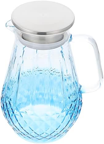 Upkoch כוסות צלולות קנקן מים זכוכית עם מכסים מים קרה קרה חמה מיכל מים קרח תה קרח קרח תה קרח משקה 1500 מל סט