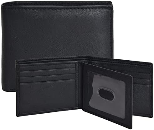 אסטלון ארנק דו-צדדי עור אמיתי לגברים-ארנק דו-צדדי דק כפול ארנקים כיס קדמי מינימליסטי ארנק אשראי 9 בעל כרטיס מזהה חלון