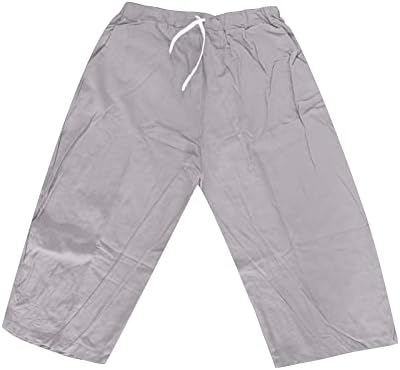 Junge 2023 מכנסיים קצרים לגברים אופנה פשתן גברים כותנה מכנסיים קפרי רופפים מתאימים מותניים אלסטיים רחבים רגל רחבה מכנסיים