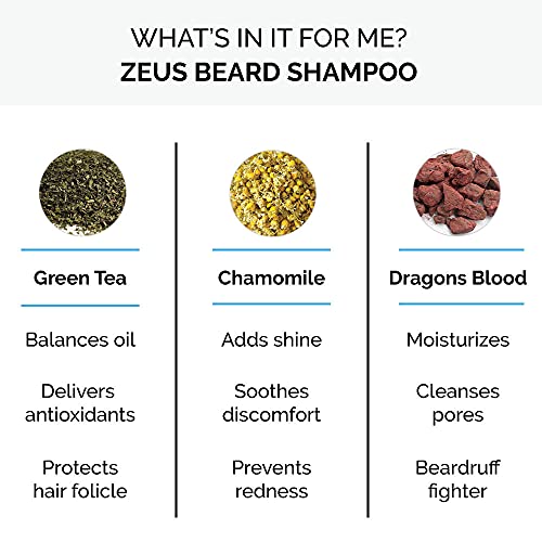לשטוף שמפו זקן זאוס, חדור תה ירוק &מגבר; מרכיבים טבעיים לטהר ולרכך זקן – 8 עוז. תוצרת ארצות הברית-אלמוג