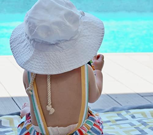 כובע שמש של תינוק ומשקפי שמש, דלי הגנה מפני תינוקות של תינוקות UPF 50+, כובע חוף פעוטות עם שוליים ורצועה רחבה