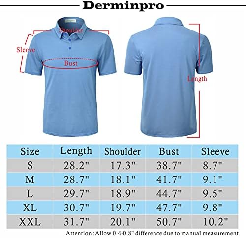 צווארון אופנה של DerminPro מגברים מתאים לשרוול קצר מזדמן חולצות פולו יבש יבש