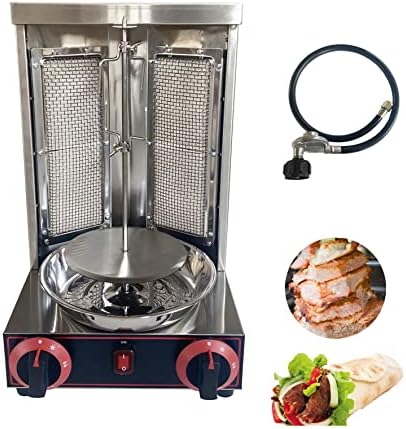 Intsupermai Shawarma Grill מכונה LP תורם גז KEBAB מכונת GYRO אנכית מכונת ג'יירו עם 2 מבערים לשימוש במסעדה ביתית