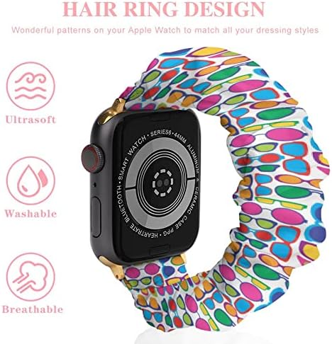 משקפי עיניים צבעוניים אלסטיים לולאה אלסטית להקות שעון מודפס חמוד רצועת שעון תואם עבור Apple Watch