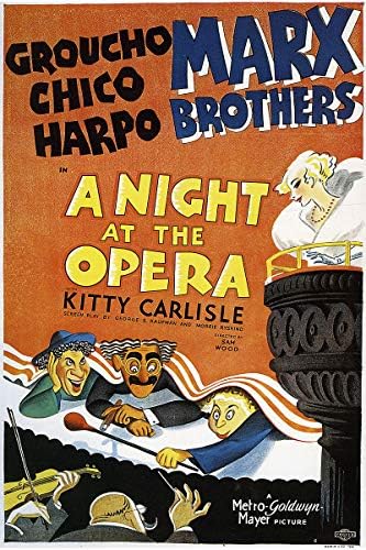 שירותי מתנה אמריקאים - לילה בכרזה של אופרה וינטג 'גרוצ'ו וכרזת הסרטים של האחים מרקס - 24x36