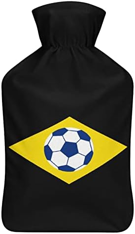 דגל כדורגל ברזילאי דגל גומי גומי בקבוק מים חמים עם כיסוי פליס כפות ידיים שקית מים חמים יותר
