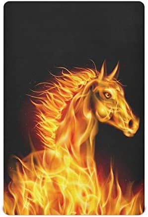 גיליונות עריסה מצוידים, אש אש זהב סוס עריסה לתינוק לבנים, גיליון מזרן עריסה מצעי פעוט מצויד, 27x39 אינץ 'H040069