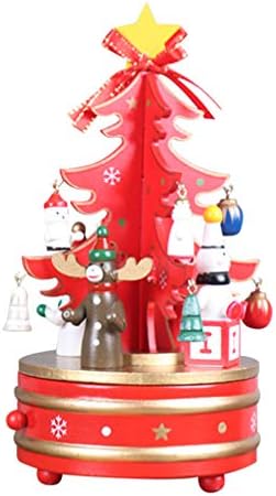 Nuobesty Tree Tree Music Box שעון מיניאטורה שעון סיבוב קופסא מוזיקלית מתנה עיצוב מסיבת חג המולד