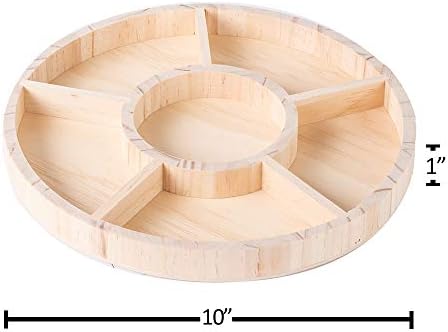 מגש עץ בצורת המונט עגול - חבילה 2 - 10 X1 - מגש הגשה חתוך עם שישה תאים מעוצבים ייחודיים