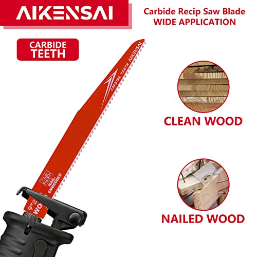 Aikensai 3-Pack 9 אינץ '6tpi Carbide Sawzall להבי ללהבים מעץ משובץ ציפורניים קרביד הדדיות מסור להבים מתכת עץ תואמת למילווקי