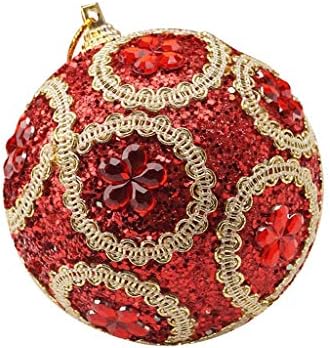 כדור קישוט חג המולד 8 סמ Baubles עץ נצנצים ריינסטון קישוט קישוט חג המולד תלוי אגרטל זכוכית עם חבל