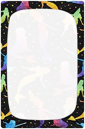 Alaza Rainbow Merkaid Polka Dot See גיליונות עריסה מצוידים בסדין בסינט לבנים פעוטות תינוקות, גודל סטנדרטי 52