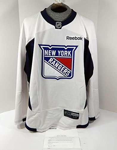 משחק ריינג'רס בניו יורק השתמש בתרגול לבן ג'רזי ריבוק 58 DP32406 - משחק משומש גופיות NHL