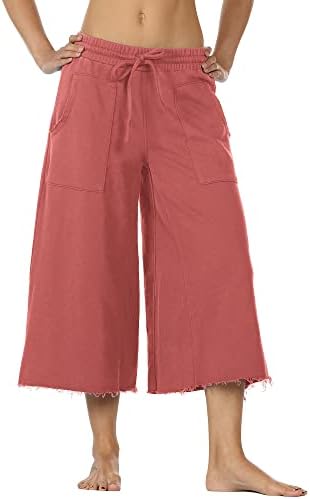 מכנסי קפרי של icyzone מכנסי קפרי לנשים - מותניים אלסטיים ריצות רגל רחבות