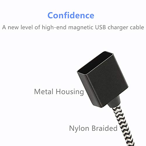 כבל מטען חכם USB מגנטי, כבל טעינה מהיר של ניילון כפול - 2.6ft