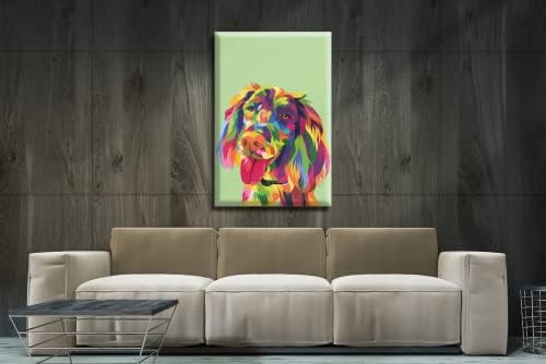 מסגרת זכוכית אקרילית אמנות קיר מודרנית כלב צבעוני - סדרת בעלי חיים מופשטים - עיצוב פנים - אמנות קיר אקרילית - תמונות