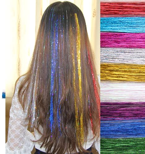 אוספרי 47-אינץ שיער טינסל הרחבות ערכת עם כלי-12 צבעים מרהיבים 3000 גדילים-נוצץ שיער אביזרי עבור נשים ובנות-מושלם עבור