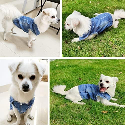 מעיל ג'ין ג'ין כלב של LKEX מעיל ג'ינס כחול ג'ינס מגניב תחפושות אפוד דש תלבוש