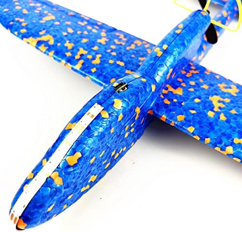 צעצוע מטוס קצף חשמלי של HSRBO ， זורק דאונים וויראלי מטוס משחק עם טעינה USB וזוהר LED ， צעצועי מטוס חיצוניים עם מנוע