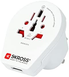 Skross World לבריטניה מתאם נסיעות USB, לבן