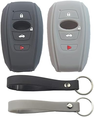 2 יחידות גומי סיליקון 4 כפתורים חכם מפתח פוב כיסוי מקרה עור מגן ללא מפתח עם מחזיק מפתחות תואם עם סובארו אסנט ברז