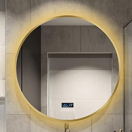 מראה עגולה אמבטיה עם אור LED φ600 ממ, מראה יהירות מוארת עם קיר עם דמיימר, מראה חדר אמבטיה LED מוארת ומודרנית,