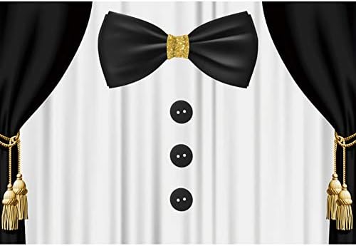 10 על 8 רגל לבן ושחור טוקסידו חליפת נושא מסיבת יום הולדת רקע שחור וילונות עניבת כפתורים צילום רקע רבותיי תינוק מקלחת יום