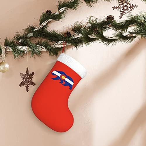 דגל דגל Cutedwarf Colorado דוב כריסטמה גרביים קישוטי עץ חג המולד גרבי חג המולד לחג המולד מתנות למסיבות חג 18 אינץ '