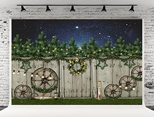 20x10ft גדר עץ לחג המולד רקע רקע יער תפאורות כוכבות כוכבים לעיצוב דקור באנר למסיבה