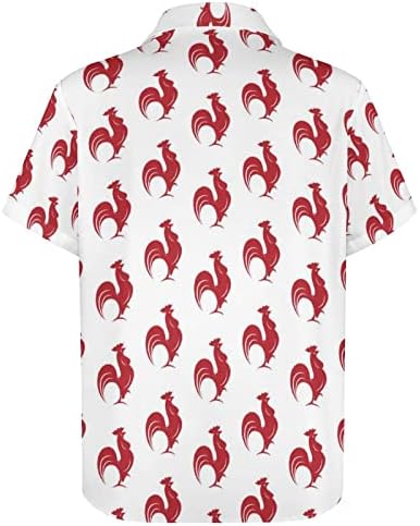אדום זין דפוס גברים של הדפסת חולצה דש קצר שרוול כפתור למטה חולצות מקרית חוף חולצה חולצות